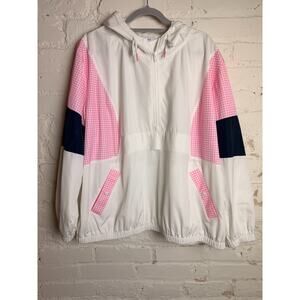 Crown & Ivy Curvy 3X Colorblock Windbreaker Pink Gingham Hooded Jacket